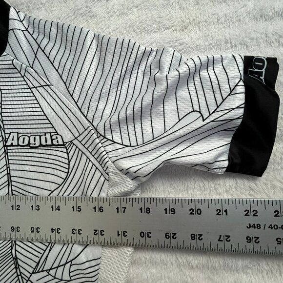 Aogda Men's Zip Up Short Sleeve Mock Neck Activewear Cycling Shirt White Medium - Picture 5 of 6